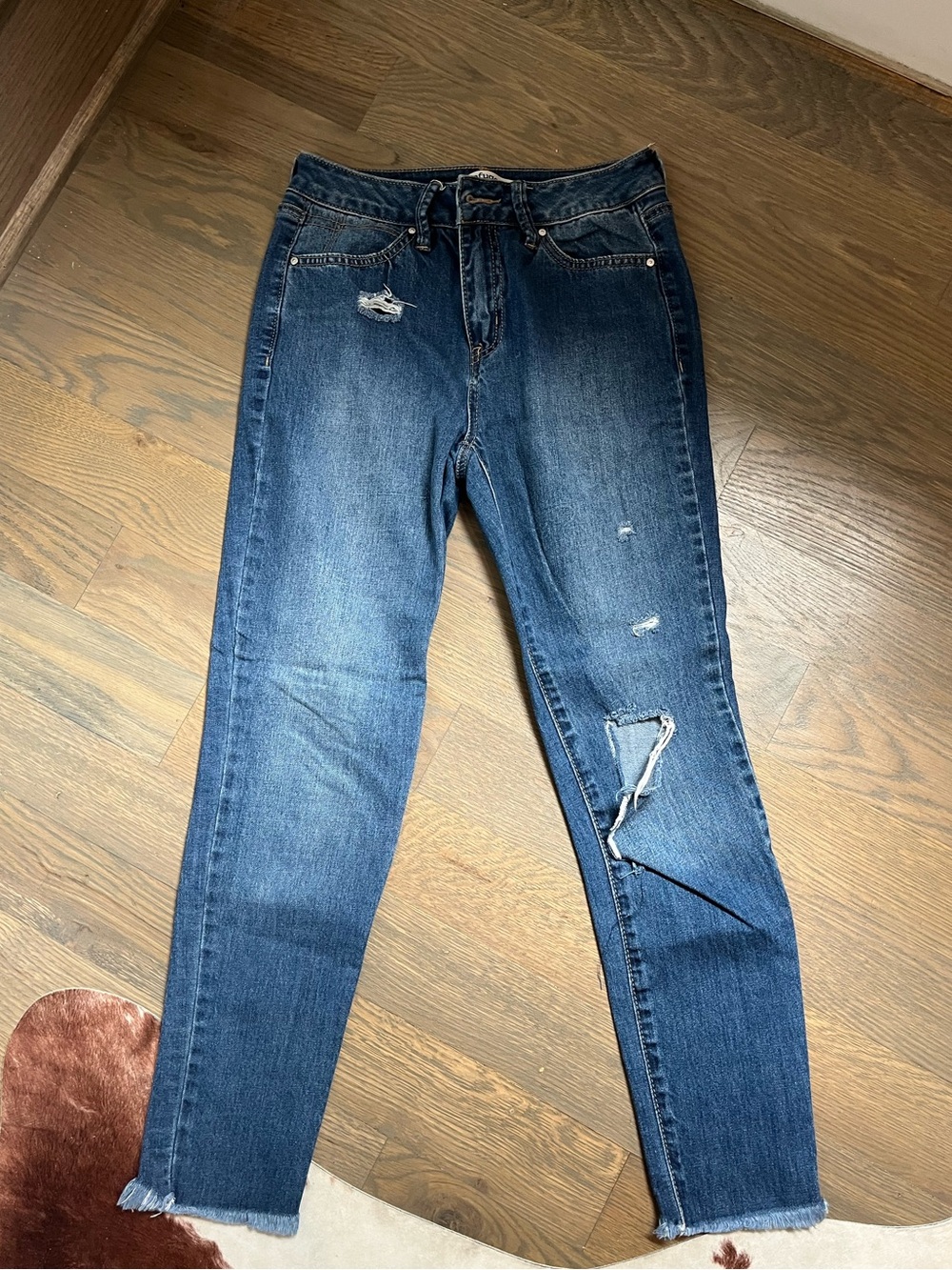 refuge Distressed Skinny Jeans - Dark Blue